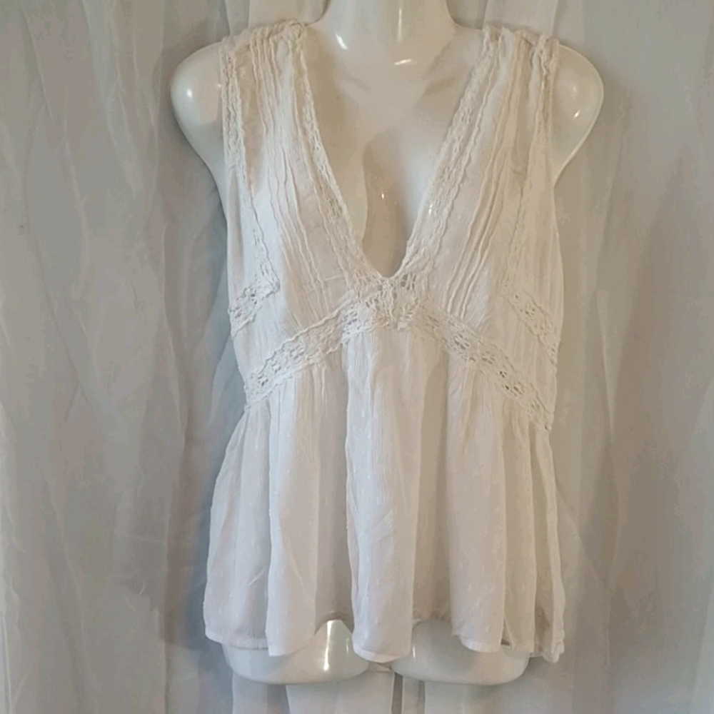 COPY - AEO Plunging Neckline Criss Cross white bl…